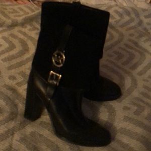 Michael Kors Black leather high heel booties